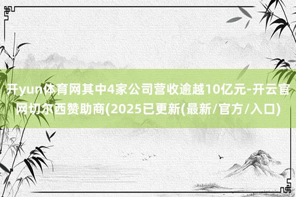 开yun体育网其中4家公司营收逾越10亿元-开云官网切尔西赞