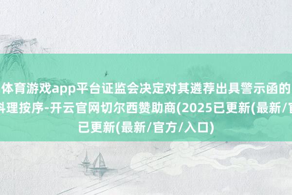 体育游戏app平台证监会决定对其遴荐出具警示函的行政监督料理