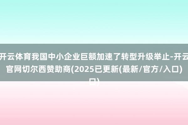 开云体育我国中小企业巨额加速了转型升级举止-开云官网切尔西赞